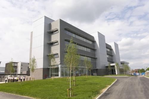 external cladding grey and white building