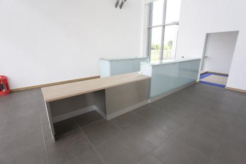 white reception desk