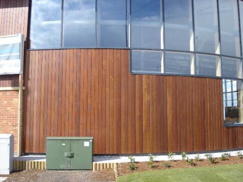 wooden cladding with windows above