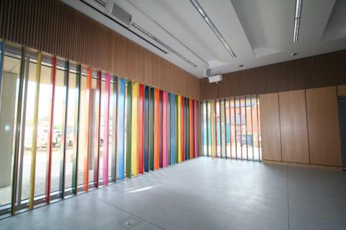 rainbow coloured window cladding