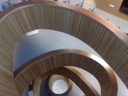 wooden balustrades on multiple floors