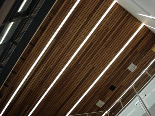 wooden cladding with light strips