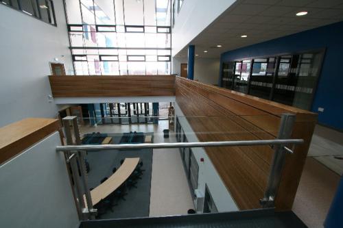 wooden cladding across balcony